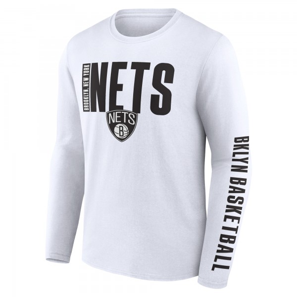 Brooklyn Nets Logo Athletic White Vision Long Sleeve T-Shirt