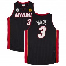 Игровая джерси Dwyane Wade Miami Heat Autographed Fanatics Authentic Black Mitchell & Ness 2012-13 Authentic with 25th Anniversary & NBA Finals Patches