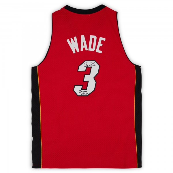 Игровая джерси Dwyane Wade Miami Heat Autographed Fanatics Authentic Red Mitchell & Ness Swingman with 3x NBA Champ Inscription