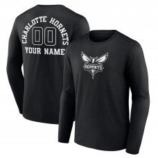 Футболка с длинным рукавом Charlotte Hornets Personalized Name & Number Monochrome - Black