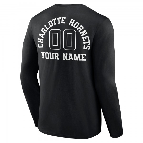Футболка с длинным рукавом Charlotte Hornets Personalized Name & Number Monochrome - Black