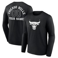 Футболка с длинным рукавом Chicago Bulls Black Personalized Name & Number Monochrome