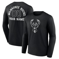 Футболка с длинным рукавом Milwaukee Bucks Personalized Name & Number Monochrome - Black
