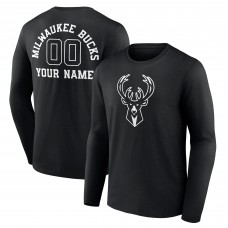 Футболка с длинным рукавом Milwaukee Bucks Personalized Name & Number Monochrome - Black