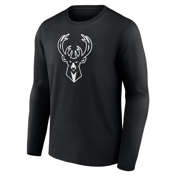 Футболка с длинным рукавом Milwaukee Bucks Personalized Name & Number Monochrome - Black