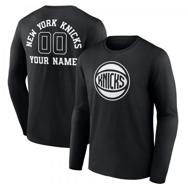 Футболка с длинным рукавом New York Knicks Personalized Name & Number Monochrome - Black