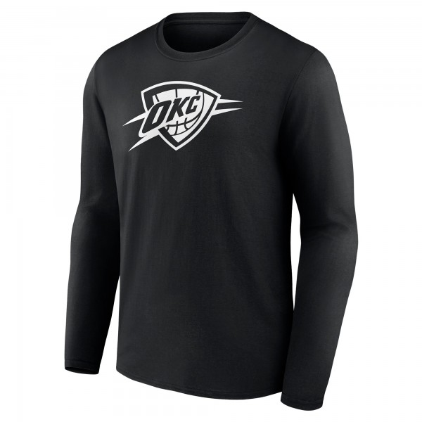 Футболка с длинным рукавом Oklahoma City Thunder Black Personalized Name & Number Monochrome
