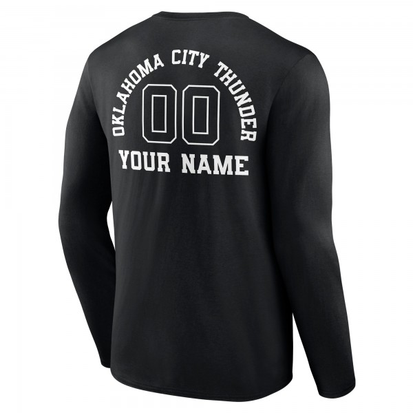 Футболка с длинным рукавом Oklahoma City Thunder Black Personalized Name & Number Monochrome