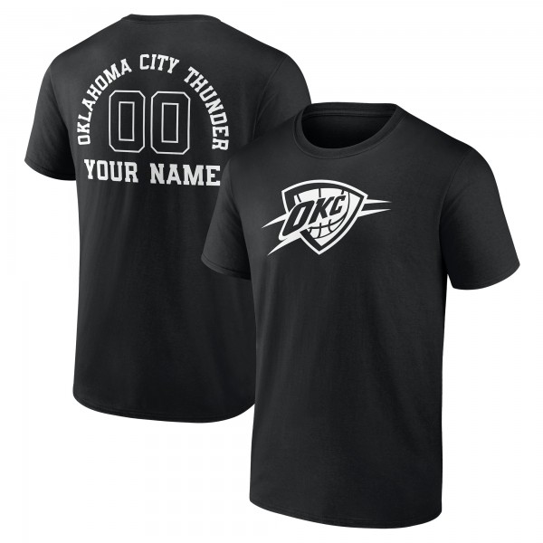 Футболка Oklahoma City Thunder Black Personalized Name & Number Monochrome