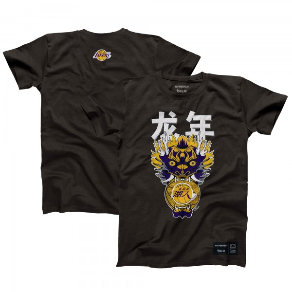 Футболка Los Angeles Lakers Hyperfly Unisex Year of the Dragon Lunar New Year Collection - Heather Black