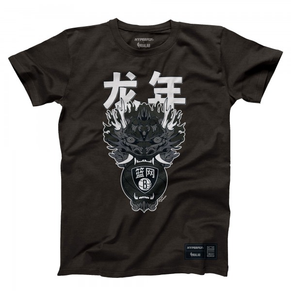 Футболка Brooklyn Nets Hyperfly Unisex Year of the Dragon Lunar New Year Collection - Heather Black