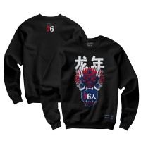 Unisex Philadelphia 76ers Hyperfly Heather Black Year of the Dragon Lunar New Year Collection Pullover Sweatshirt