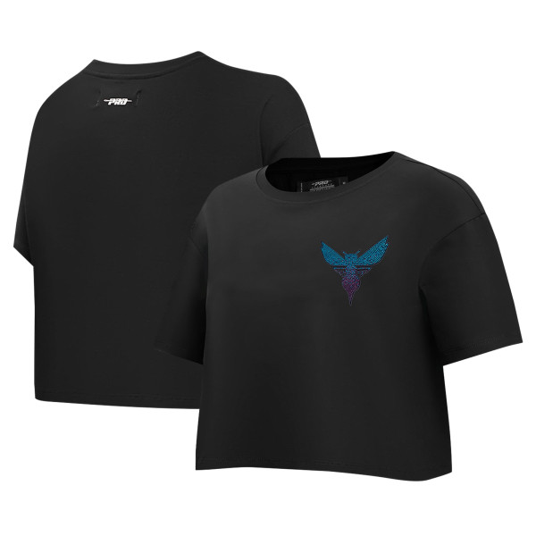Женская футболка Charlotte Hornets Pro Standard Black Jewels Boxy Cropped