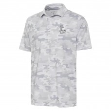 Los Angeles Dodgers Antigua White Brushed Metallic Logo Collide Polo