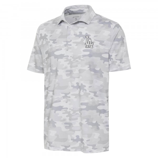 Los Angeles Dodgers Antigua White Brushed Metallic Logo Collide Polo