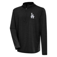 Los Angeles Dodgers Antigua Heather Black Tidy Quarter-Zip Hoodie
