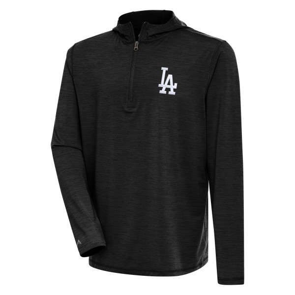 Los Angeles Dodgers Antigua Heather Black Tidy Quarter-Zip Hoodie