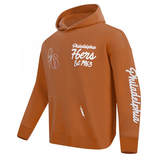 Philadelphia 76ers Pro Standard Brown Paint the City Drop Shoulder Pullover Hoodie