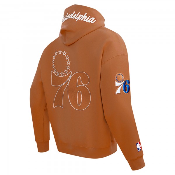 Philadelphia 76ers Pro Standard Brown Paint the City Drop Shoulder Pullover Hoodie
