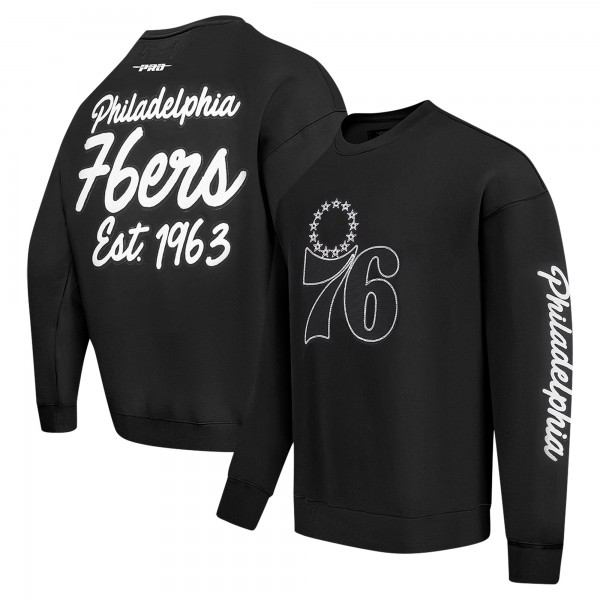 Philadelphia 76ers Pro Standard Black Paint the City Drop Shoulder Sweatshirt
