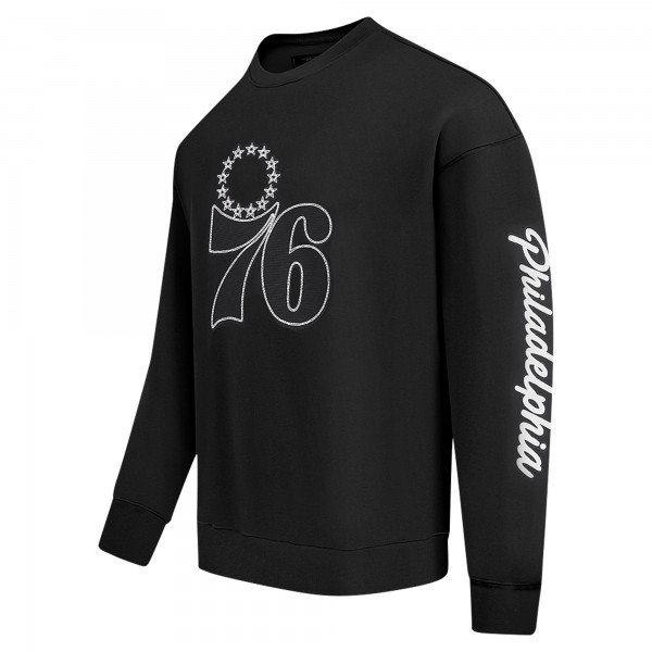 Philadelphia 76ers Pro Standard Black Paint the City Drop Shoulder Sweatshirt