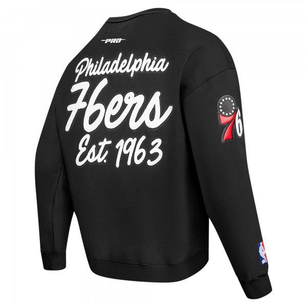 Philadelphia 76ers Pro Standard Black Paint the City Drop Shoulder Sweatshirt