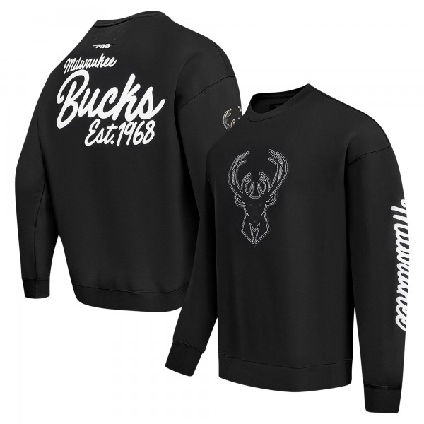 Milwaukee Bucks Pro Standard Black Paint the City Drop Shoulder Sweatshirt