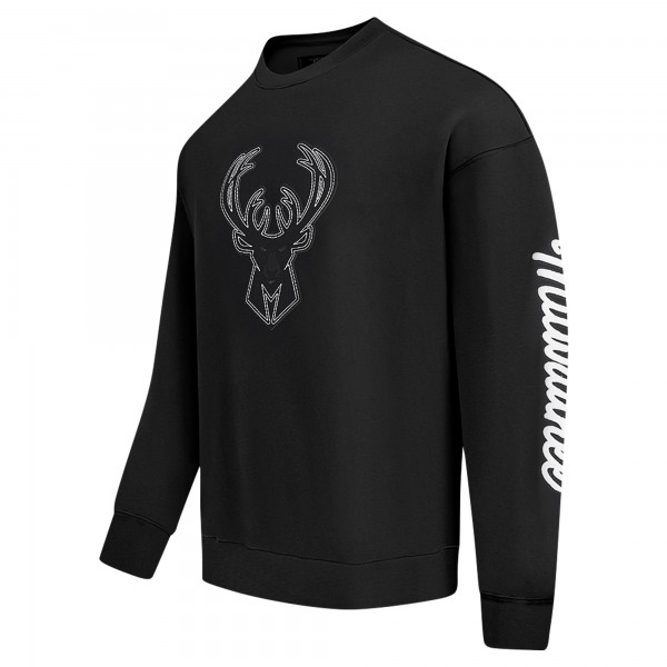 Milwaukee Bucks Pro Standard Black Paint the City Drop Shoulder Sweatshirt