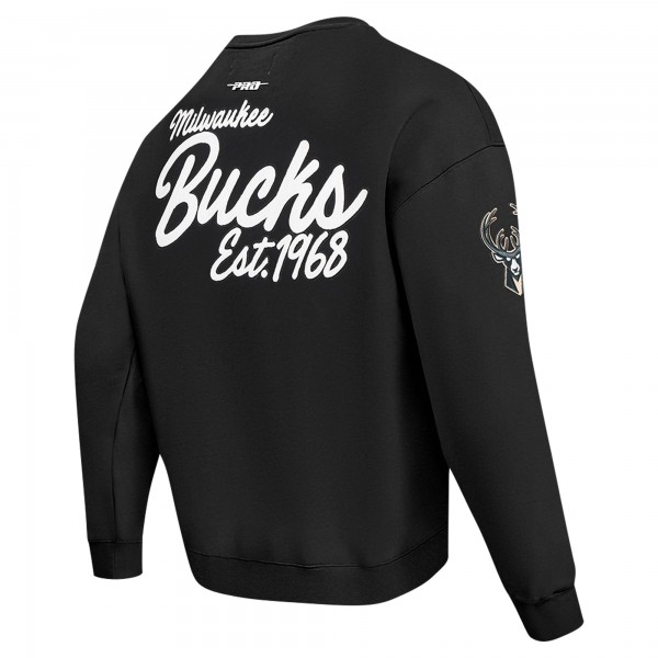 Milwaukee Bucks Pro Standard Black Paint the City Drop Shoulder Sweatshirt