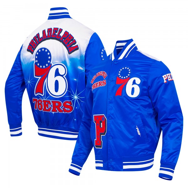 Philadelphia 76ers Pro Standard Royal Sublimated Satin Full-Snap Jacket