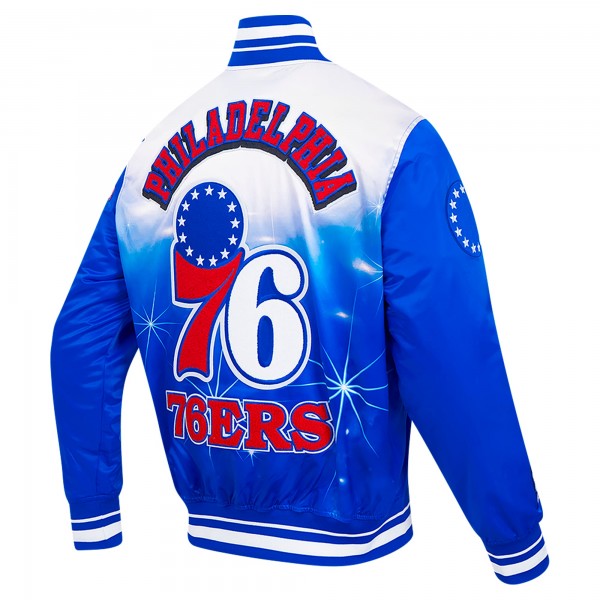 Philadelphia 76ers Pro Standard Royal Sublimated Satin Full-Snap Jacket