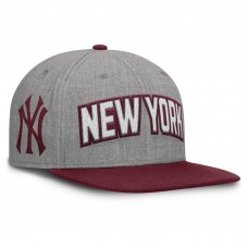 New York Yankees Fanatics Gray/Maroon Elements Felt Chainstitch Snapback Hat