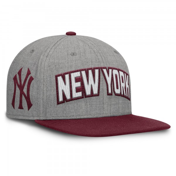 New York Yankees Fanatics Gray/Maroon Elements Felt Chainstitch Snapback Hat
