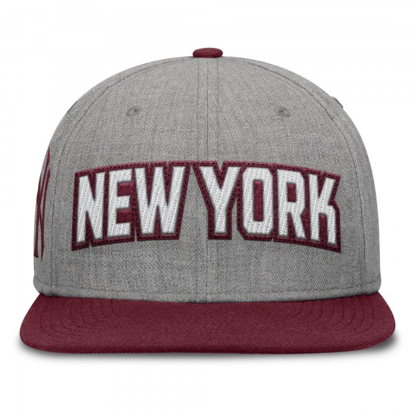 New York Yankees Fanatics Gray/Maroon Elements Felt Chainstitch Snapback Hat