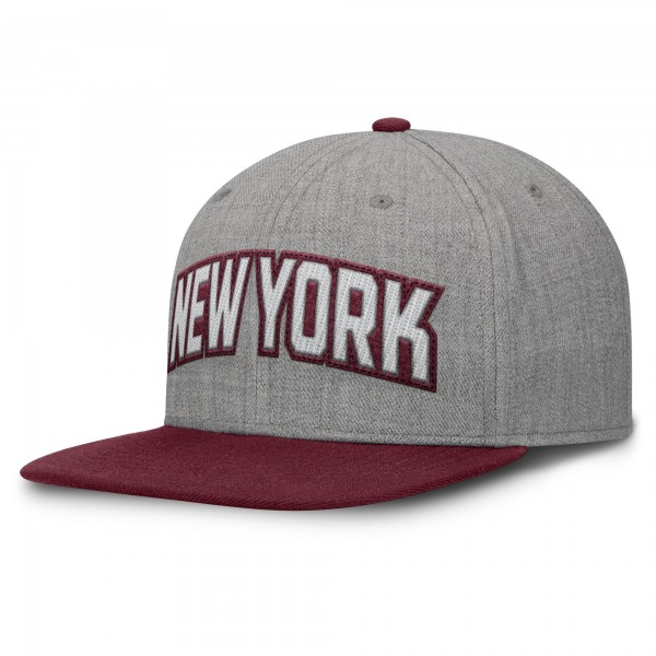 New York Yankees Fanatics Gray/Maroon Elements Felt Chainstitch Snapback Hat