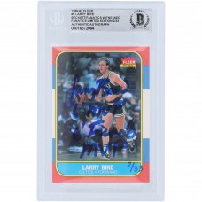 Larry Bird Boston Celtics Autographed 1986-87 Fleer #9 #/33 Beckett Fanatics Witnessed Authenticated Card with Multiple Inscriptions