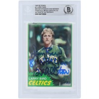 Larry Bird Boston Celtics Autographed 1981-82 Topps #4 #/33 Beckett Fanatics Witnessed Authenticated Card with Multiple Inscriptions