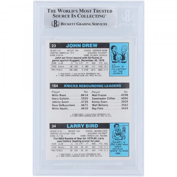 Larry Bird Boston Celtics Autographed 1980-81 Topps #94 #/33 Beckett Fanatics Witnessed Authenticated Rookie Card with Multiple Inscriptions