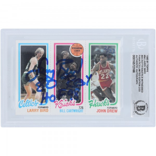 Larry Bird Boston Celtics Autographed 1980-81 Topps #94 #/33 Beckett Fanatics Witnessed Authenticated Rookie Card with Multiple Inscriptions