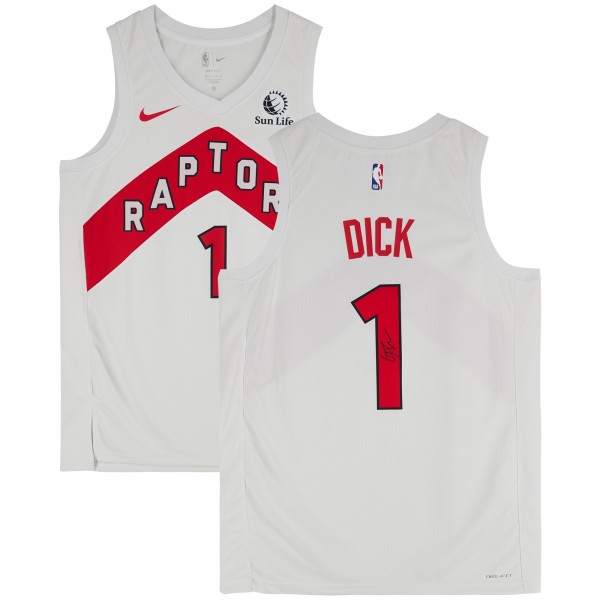 Gradey Dick Toronto Raptors Autographed Fanatics Authentic White Nike Association Edition Swingman Jersey