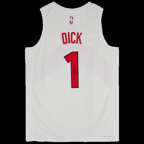 Gradey Dick Toronto Raptors Autographed Fanatics Authentic White Nike Association Edition Swingman Jersey