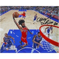 Coby White Chicago Bulls Autographed Fanatics Authentic 8 x 10 Dunk vs. Philadelphia 76ers Photograph