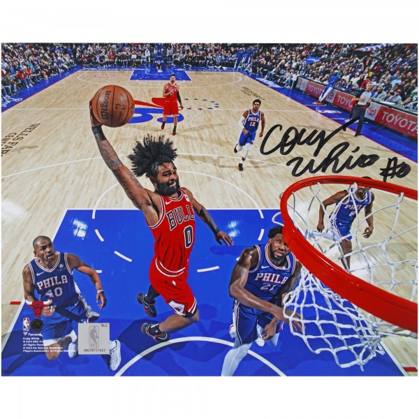 Coby White Chicago Bulls Autographed Fanatics Authentic 8 x 10 Dunk vs. Philadelphia 76ers Photograph