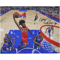 Coby White Chicago Bulls Autographed Fanatics Authentic 16 x 20 Dunk vs. Philadelphia 76ers Photograph