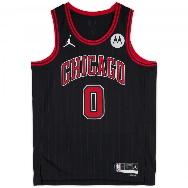 Игровая джерси Coby White Chicago Bulls Autographed Fanatics Authentic Black Jordan Brand Statement Edition Swingman