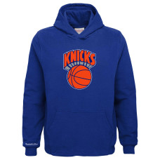 Подростковая New York Knicks Mitchell & Ness Blue Hardwood Classics Retro Logo Pullover Hoodie