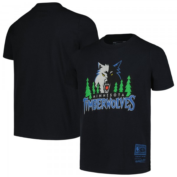 Футболка Minnesota Timberwolves Mitchell & Ness Youth Hardwood Classics Retro Logo - Black