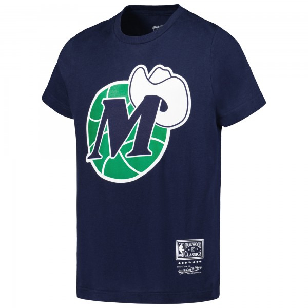 Футболка Dallas Mavericks Mitchell & Ness Youth Hardwood Classics Retro Logo - Navy