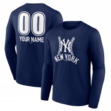 New York Yankees Navy Personalized Name & Number Fastball Long Sleeve T-Shirt