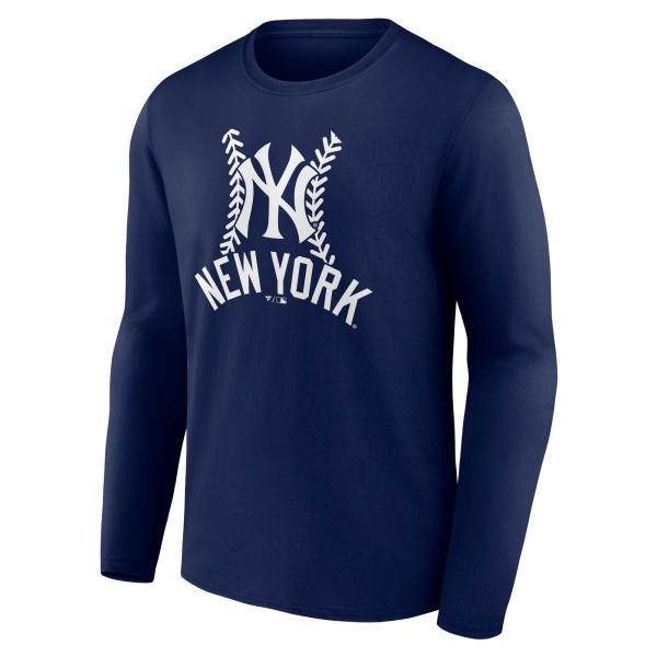 New York Yankees Navy Personalized Name & Number Fastball Long Sleeve T-Shirt